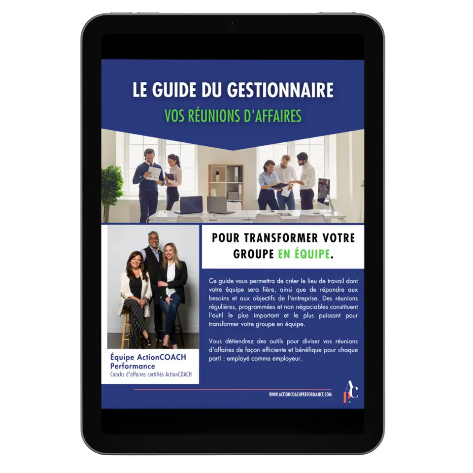 Couverture du livre blanc « Le guide du gestionnaire : vos réunions d’affaires » d’ActionCOACH