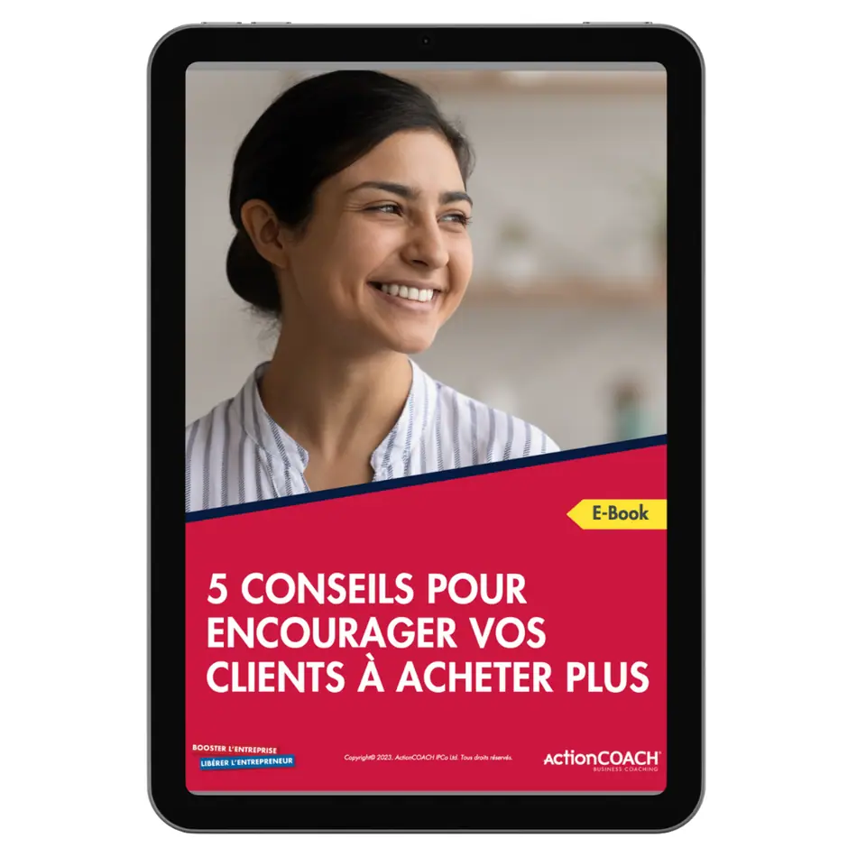 Couverture du livre blanc « 5 conseils pour encourager vos clients à acheter plus » d’ActionCOACH